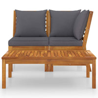 3 Piece Garden Lounge Set with Dark Grey Cushion Solid Acacia Wood Outdoor Furniture Kings Warehouse 