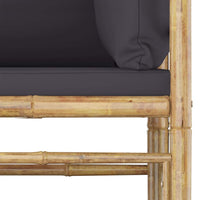 3 Piece Garden Lounge Set with Dark Grey Cushions Bamboo Outdoor Furniture Kings Warehouse 