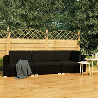 3 Piece Garden Sofa Set with Cushions Poly Rattan Black Kings Warehouse 