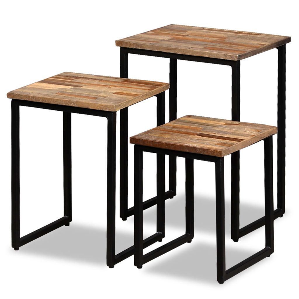 3 Piece Nesting Coffee Table Set Solid Reclaimed Teak Kings Warehouse 