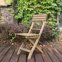 3 Piece RoundTable-Set Folding Bistro Set Solid Fir Wood Table Chair Set Garden Outdoor Lounge garden supplies KingsWarehouse 