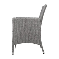 3 Piece Wicker Outdoor Chair Side Table Furniture Set - Grey Outdoor Furniture Kings Warehouse 