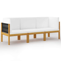 3-Seater Garden Sofa with Cushion Solid Acacia Wood