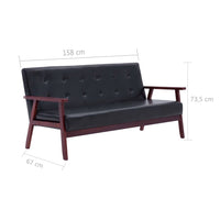 3-Seater Sofa Black Faux Leather Kings Warehouse 