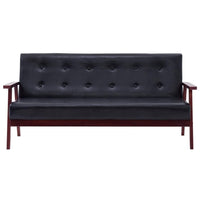 3-Seater Sofa Black Faux Leather Kings Warehouse 