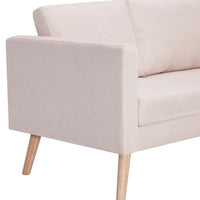 3-Seater Sofa Fabric Cream Kings Warehouse 