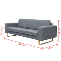 3-Seater Sofa Fabric Light Grey Kings Warehouse 