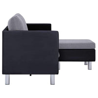 3-Seater Sofa with Cushions Black Faux Leather Kings Warehouse 