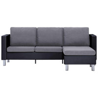 3-Seater Sofa with Cushions Black Faux Leather Kings Warehouse 