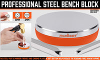 3" Steel Bench Block Round Jewelry Stamping Tool Mirror Polishing with 2-Punches Kings Warehouse 