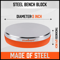 3" Steel Bench Block Round Jewelry Stamping Tool Mirror Polishing with 2-Punches Kings Warehouse 