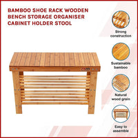 3 Tier Shoe Rack Bamboo Wooden Storage Shelf Stand Bench Cabinet Organiser Kings Warehouse 