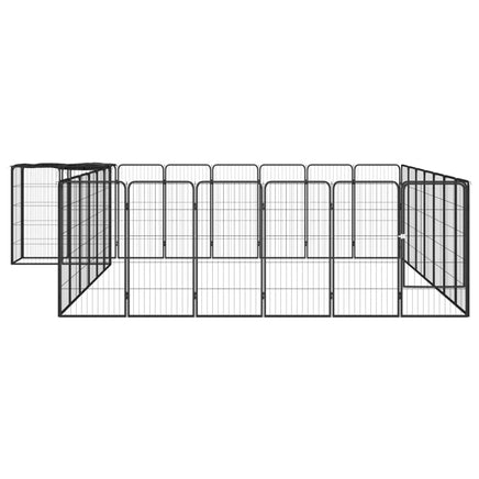 30-Panel Dog Playpen Black 50x100 cm Powder-coated Steel Kings Warehouse 