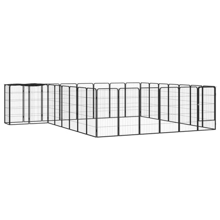 30-Panel Dog Playpen Black 50x100 cm Powder-coated Steel Kings Warehouse 