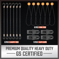 30-Piece Premium Bungee Cord Assortment Includes 10 to 40 Bungee Cords, Canopy Ties & Tarp Clips Kings Warehouse 