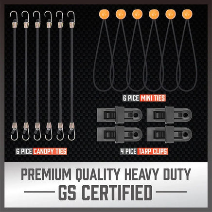 30-Piece Premium Bungee Cord Assortment Includes 10 to 40 Bungee Cords, Canopy Ties & Tarp Clips Kings Warehouse 