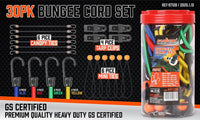 30-Piece Premium Bungee Cord Assortment Includes 10 to 40 Bungee Cords, Canopy Ties & Tarp Clips Kings Warehouse 