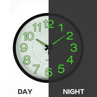 305mm Luminous Wall Clock Glow In The Dark Silent Quartz Indoor Home Modern Clock living room KingsWarehouse 