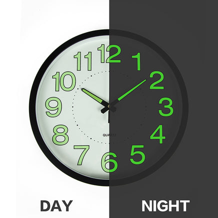 305mm Luminous Wall Clock Glow In The Dark Silent Quartz Indoor Home Modern Clock living room KingsWarehouse 