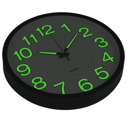 305mm Luminous Wall Clock Glow In The Dark Silent Quartz Indoor Home Modern Clock living room KingsWarehouse 
