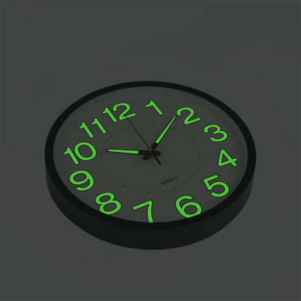 305mm Luminous Wall Clock Glow In The Dark Silent Quartz Indoor Home Modern Clock living room KingsWarehouse 