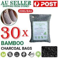 30PCS Air Purifying Bags Activated Bamboo Charcoal Freshener for Car Home Shoes 200g Kings Warehouse 