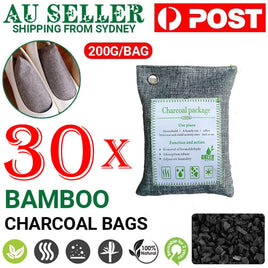 30PCS Air Purifying Bags Activated Bamboo Charcoal Freshener for Car Home Shoes 200g Kings Warehouse 