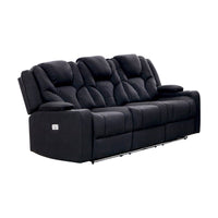 3+1+1 Seater Electric Recliner Stylish Rhino Fabric Black Lounge Armchair with LED Features Sofas Kings Warehouse 