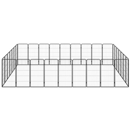 32-Panel Dog Playpen Black 50x100 cm Powder-coated Steel Kings Warehouse 