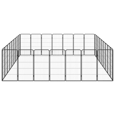 32-Panel Dog Playpen Black 50x100 cm Powder-coated Steel Kings Warehouse 