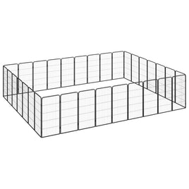 32-Panel Dog Playpen Black 50x100 cm Powder-coated Steel Kings Warehouse 