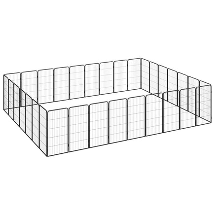 32-Panel Dog Playpen Black 50x100 cm Powder-coated Steel Kings Warehouse 