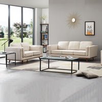 3+2 Seater Sofa Beige Fabric Lounge Set for Living Room Couch with Wooden Frame