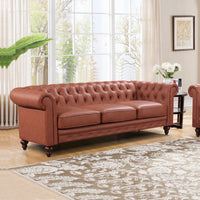 3+2+1 Seater Brown Sofa Lounge Chesterfireld Style Button Tufted in Faux Leather Sofas Kings Warehouse 