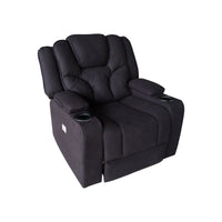3+2+1 Seater Electric Recliner Stylish Rhino Fabric Black Lounge Armchair with LED Features Sofas Kings Warehouse 