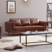 3+2+1 Seater Sofa Brown Leather Lounge Set for Living Room Couch with Wooden Frame Sofas Kings Warehouse 