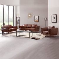 3+2+1 Seater Sofa Brown Leather Lounge Set for Living Room Couch with Wooden Frame Sofas Kings Warehouse 