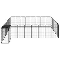 34-Panel Dog Playpen Black 50x100 cm Powder-coated Steel Kings Warehouse 