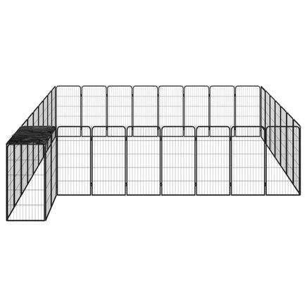 34-Panel Dog Playpen Black 50x100 cm Powder-coated Steel Kings Warehouse 