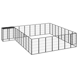 34-Panel Dog Playpen Black 50x100 cm Powder-coated Steel Kings Warehouse 