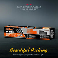 34-Piece Reciprocating Saw Blade Set Wood and Metal Cutting Blades with Storage Pouch Kings Warehouse 
