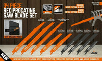 34-Piece Reciprocating Saw Blade Set Wood and Metal Cutting Blades with Storage Pouch Kings Warehouse 