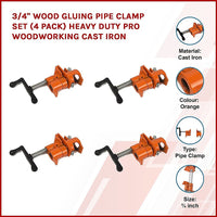 3/4" Wood Gluing Pipe Clamp Set (4 Pack) Heavy Duty PRO Woodworking Cast Iron Kings Warehouse 