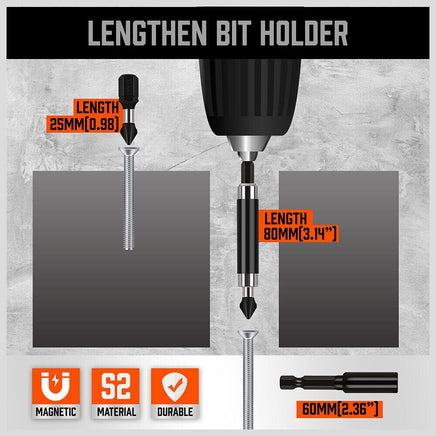 34Pc Impact Screwdriver Bit Set Nut Driver Magnetic Drill Holder Quick Release Kings Warehouse 