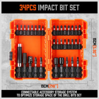 34Pc Impact Screwdriver Bit Set Nut Driver Magnetic Drill Holder Quick Release Kings Warehouse 