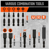34Pc Impact Screwdriver Bit Set Nut Driver Magnetic Drill Holder Quick Release Kings Warehouse 