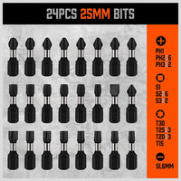 34Pc Impact Screwdriver Bit Set Nut Driver Magnetic Drill Holder Quick Release Kings Warehouse 