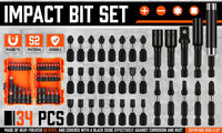 34Pc Impact Screwdriver Bit Set Nut Driver Magnetic Drill Holder Quick Release Kings Warehouse 