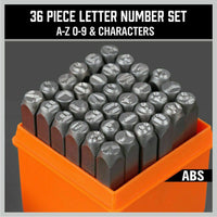 36Pc 6mm Number & Capital Letter Stamp Set Punches Metal Plastic Wood Leather Kings Warehouse 