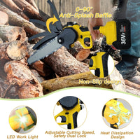 36V 8" Mini Cordless Electric Chainsaw 2XBattery 36V Wood Cutter Rechargeable Kings Warehouse 